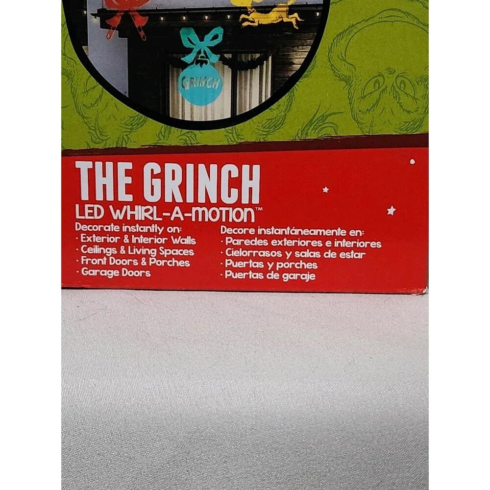 Christmas The Grinch LED Whirl A Motion Static Light Show Projects 15 FT GEMMY